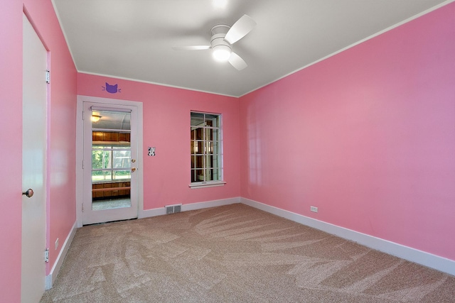 2125 Collett Ln, Flossmoor, IL 60422 - carpeted empty room featuring ceiling fan and crown molding