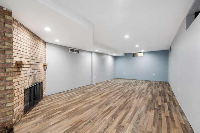 2125 Collett Ln, Flossmoor, IL 60422 - unfurnished living room with wood finished floors, a fireplace, and recessed lighting