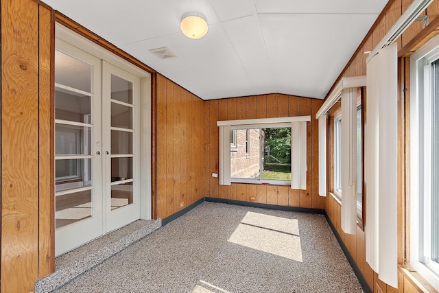 2125 Collett Ln, Flossmoor, IL 60422 - unfurnished sunroom featuring lofted ceiling and french doors