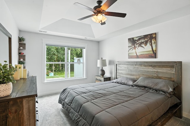 6815 W 142nd Ln, Cedar Lake, IN 46303 - carpeted bedroom with a raised ceiling and ceiling fan
