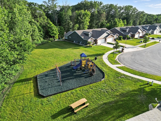 6815 W 142nd Ln, Cedar Lake, IN 46303 - surrounding community featuring driveway, a garage, a lawn, and a residential view