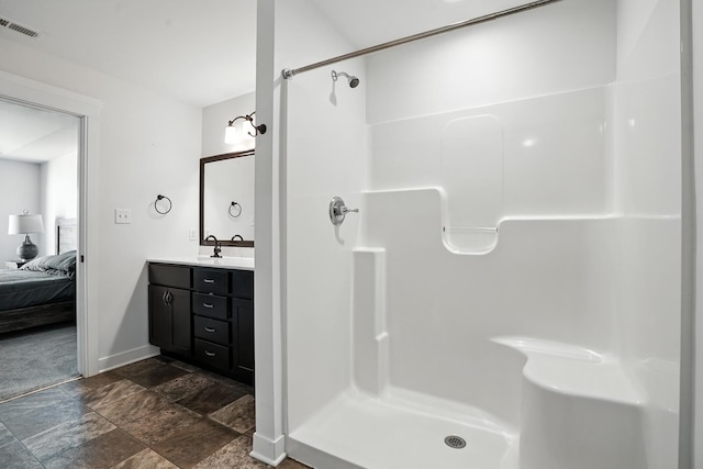 6815 W 142nd Ln, Cedar Lake, IN 46303 - full bathroom with vanity, stone finish flooring, ensuite bath, and a shower