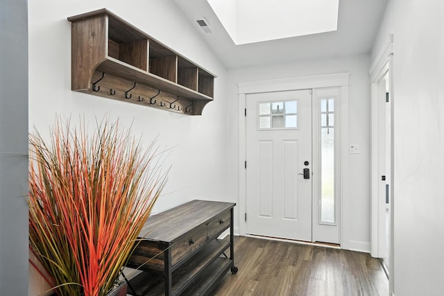 6815 W 142nd Ln, Cedar Lake, IN 46303 - entryway with dark wood finished floors and a skylight