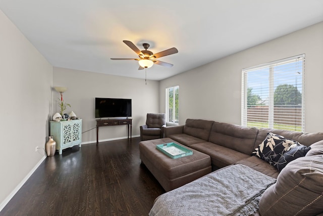 944 W Briarcliff Rd, Bolingbrook, IL 60440 - living area featuring dark wood-style flooring and ceiling fan