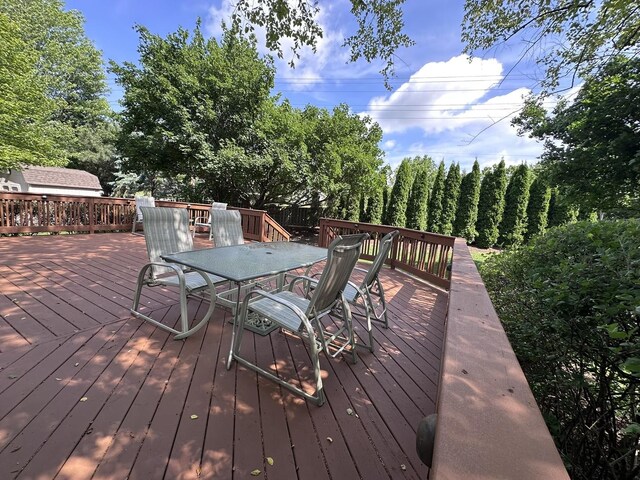4075 Peartree Dr, Lake In The Hills, IL 60156 - wooden terrace featuring outdoor dining area