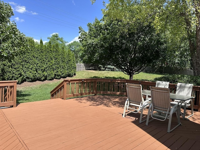 4075 Peartree Dr, Lake In The Hills, IL 60156 - wooden terrace featuring a fenced backyard and outdoor dining area