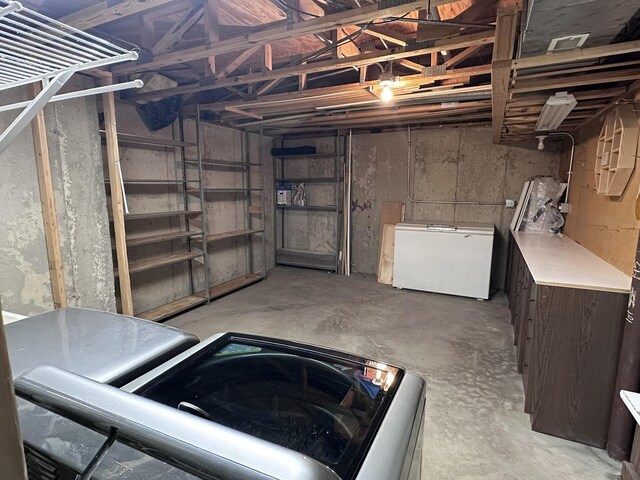 4075 Peartree Dr, Lake In The Hills, IL 60156 - unfinished below grade area with refrigerator