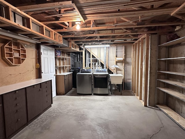 4075 Peartree Dr, Lake In The Hills, IL 60156 - unfinished basement with washer and dryer and a sink