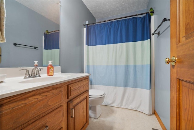 2903 Keystone Rd, Bloomington, IL 61704 - bathroom featuring vanity, a textured ceiling, and a shower with shower curtain
