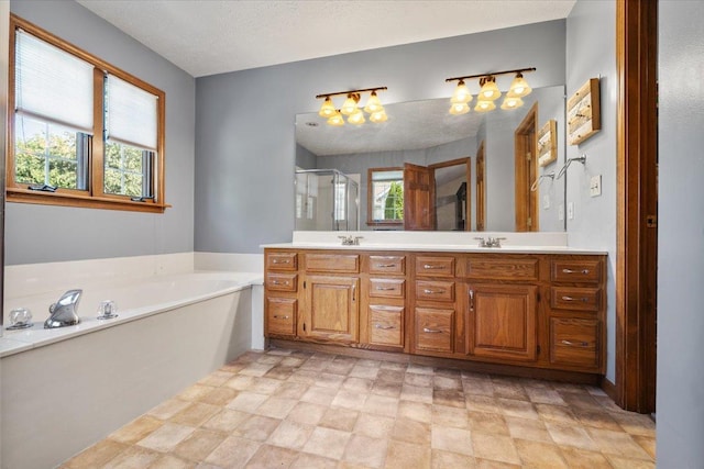 2903 Keystone Rd, Bloomington, IL 61704 - bathroom with a shower stall, double vanity, and a bath