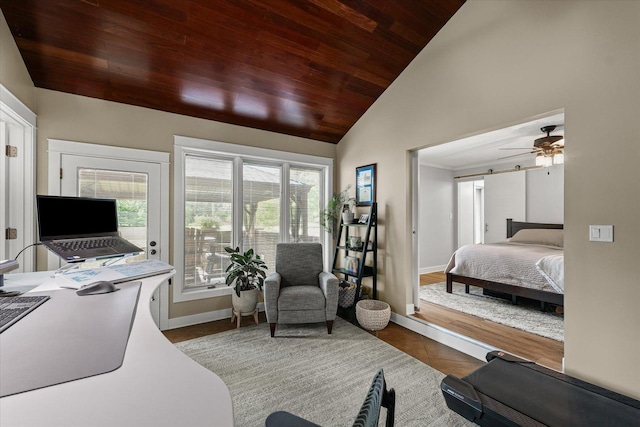 2911 E Oaks Rd N, Urbana, IL 61802 - bedroom featuring wooden ceiling and high vaulted ceiling