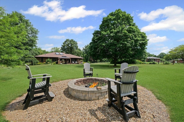 2911 E Oaks Rd N, Urbana, IL 61802 - view of green lawn with an outdoor fire pit