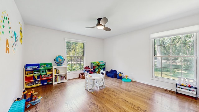39 Keswick Ct, Lincolnshire, IL 60069 - game room with a ceiling fan and wood finished floors