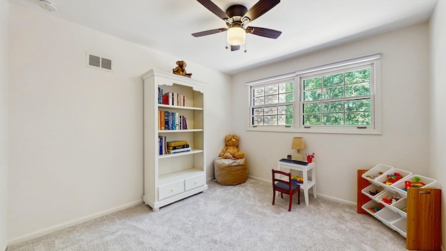 39 Keswick Ct, Lincolnshire, IL 60069 - game room with carpet and a ceiling fan