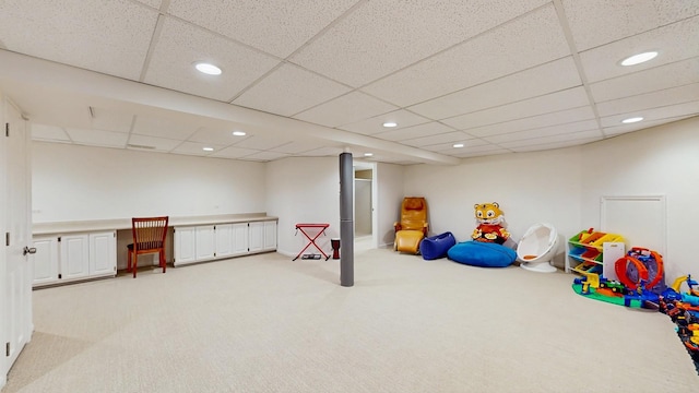 39 Keswick Ct, Lincolnshire, IL 60069 - recreation room featuring light colored carpet and recessed lighting