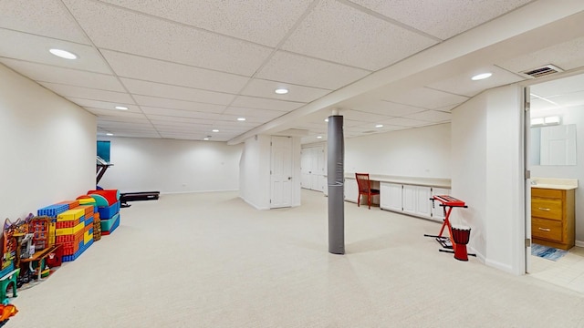 39 Keswick Ct, Lincolnshire, IL 60069 - game room featuring light carpet and recessed lighting