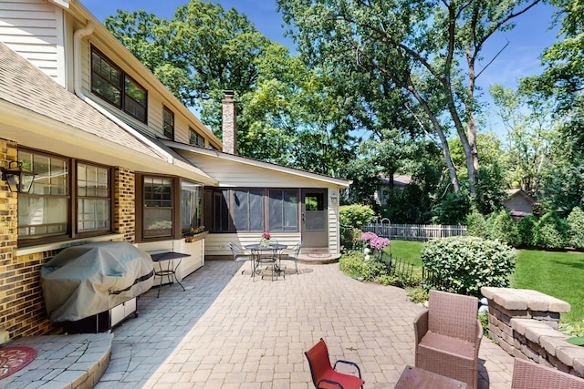 39 Keswick Ct, Lincolnshire, IL 60069 - view of patio / terrace with area for grilling and a sunroom