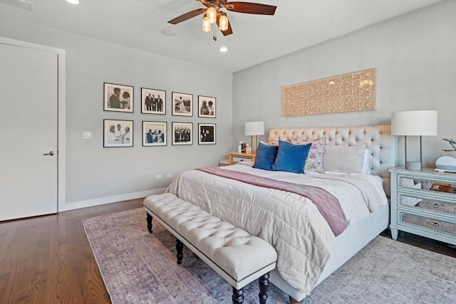 2140 W Armitage Ave Unit 3W, Chicago, IL 60647 - bedroom featuring wood finished floors, recessed lighting, and ceiling fan