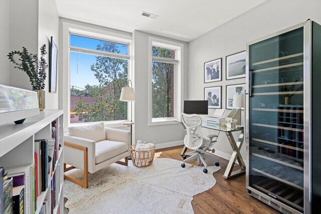 2140 W Armitage Ave Unit 3W, Chicago, IL 60647 - office featuring beverage cooler and wood finished floors