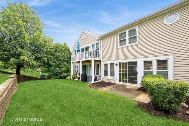 276 Greensboro Ct, Elk Grove Village, IL 60007 - back of house with a balcony, a yard, and a patio