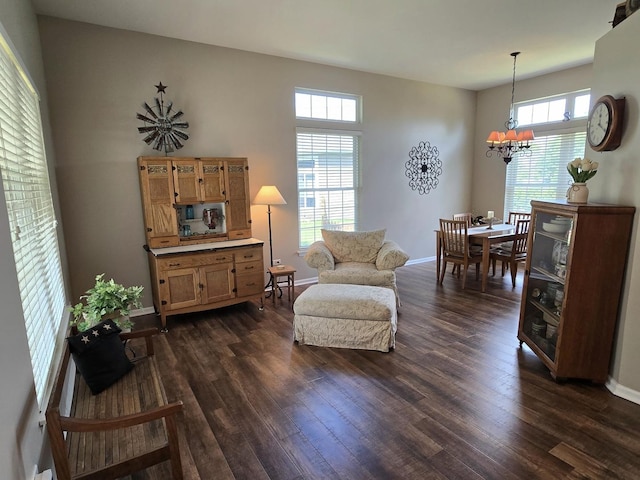 1873 Baldwin Way, Bolingbrook, IL 60490 - living area featuring dark wood-style floors and a chandelier