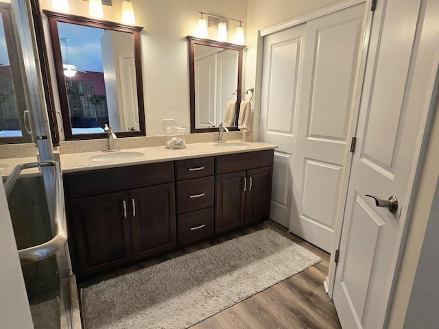 1873 Baldwin Way, Bolingbrook, IL 60490 - full bath with double vanity, wood finished floors, and ceiling fan