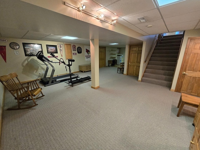 1873 Baldwin Way, Bolingbrook, IL 60490 - exercise room featuring a drop ceiling and carpet flooring
