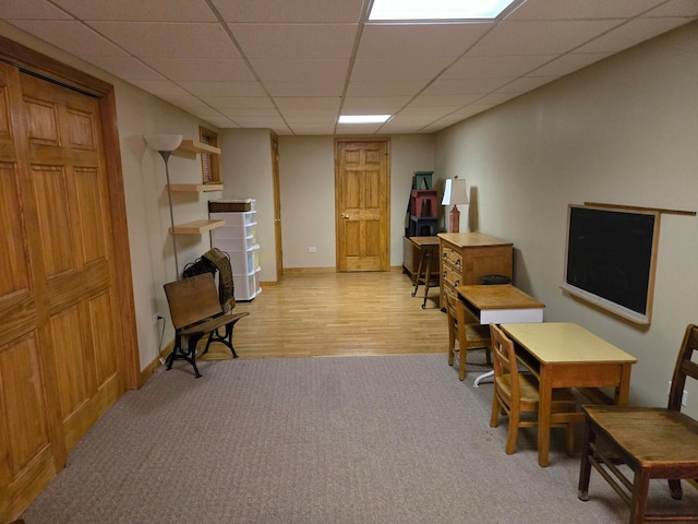 1873 Baldwin Way, Bolingbrook, IL 60490 - home office featuring light carpet, a drop ceiling, and light wood-style floors