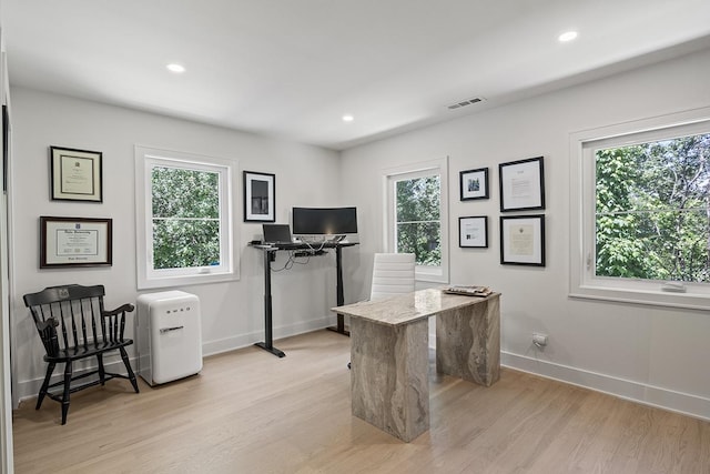 692 S Waukegan Rd, Lake Forest, IL 60045 - office area featuring plenty of natural light, light wood-style floors, and recessed lighting