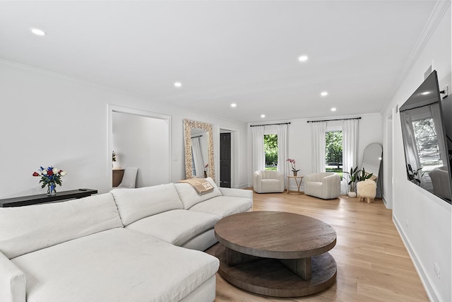692 S Waukegan Rd, Lake Forest, IL 60045 - living room featuring recessed lighting, crown molding, and light wood-type flooring