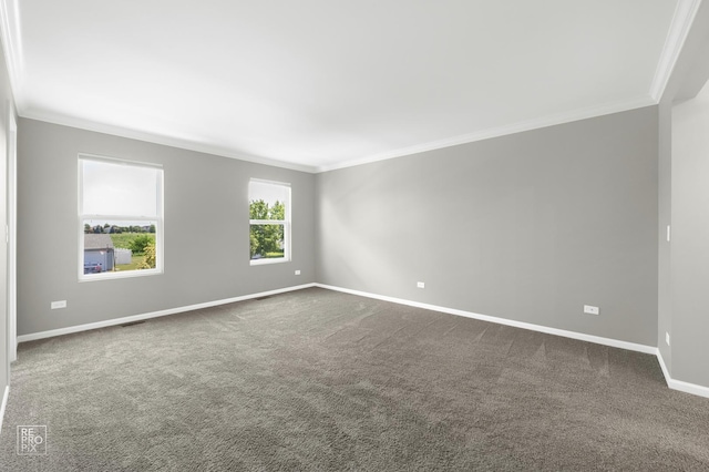 14530 General Dr, Plainfield, IL 60544 - spare room featuring ornamental molding and dark carpet