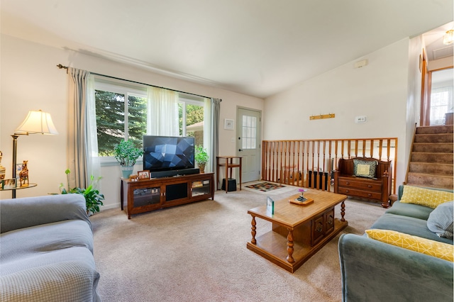 2180 Newport Cir, Hanover Park, IL 60133 - living room featuring carpet floors and lofted ceiling