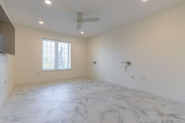 640 Robert York Ave Unit 306, Deerfield, IL 60015 - empty room with ceiling fan, light marble finish floors, and recessed lighting