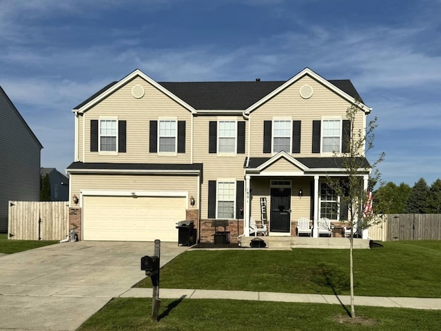 1801 Great Ridge Dr, Plainfield, IL 60586 - view of front of home featuring a garage, concrete driveway, and a porch