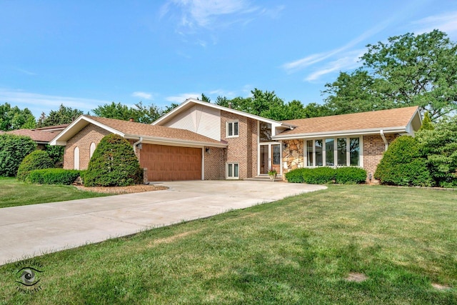 14332 S W Glen Dr, Homer Glen, IL 60491 - tri-level home with a garage, a front yard, brick siding, and driveway