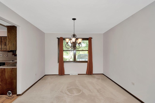 14332 S W Glen Dr, Homer Glen, IL 60491 - unfurnished dining area with a chandelier and light carpet