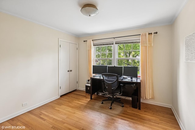 2340 Pomona Ln, Wilmette, IL 60091 - office area with ornamental molding and wood finished floors