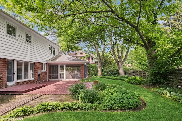 2340 Pomona Ln, Wilmette, IL 60091 - view of yard with a deck and a sunroom