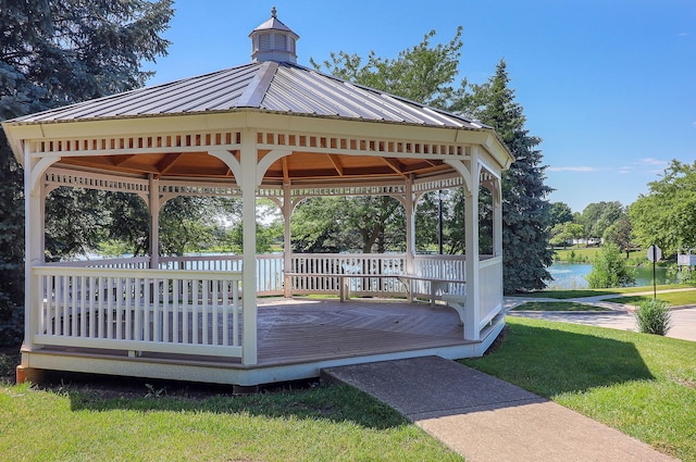 1769 Autumn Woods Ln, Romeoville, IL 60446 - surrounding community featuring a gazebo, a deck with water view, and a yard