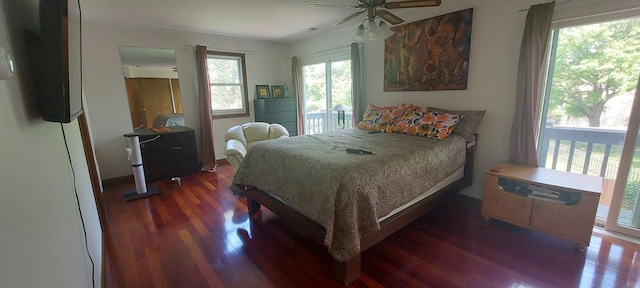 501 Hemlock Ln, Libertyville, IL 60048 - bedroom with wood finished floors, access to outside, and ceiling fan