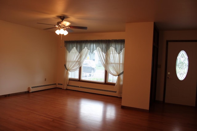 819 S W St, Earlville, IL 60518 - entrance foyer with wood finished floors and a ceiling fan