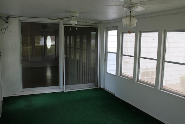 819 S W St, Earlville, IL 60518 - unfurnished sunroom with a ceiling fan