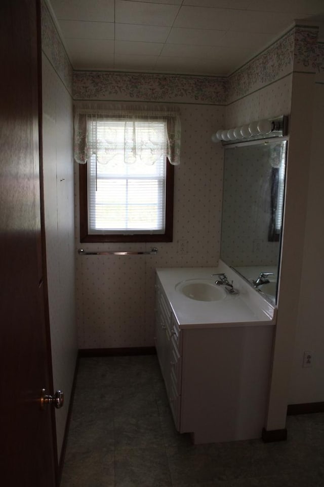 819 S W St, Earlville, IL 60518 - bathroom with vanity and wallpapered walls