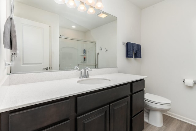15135 W Quincy Cir, Manhattan, IL 60442 - full bathroom with an enclosed shower, vanity, and wood finished floors