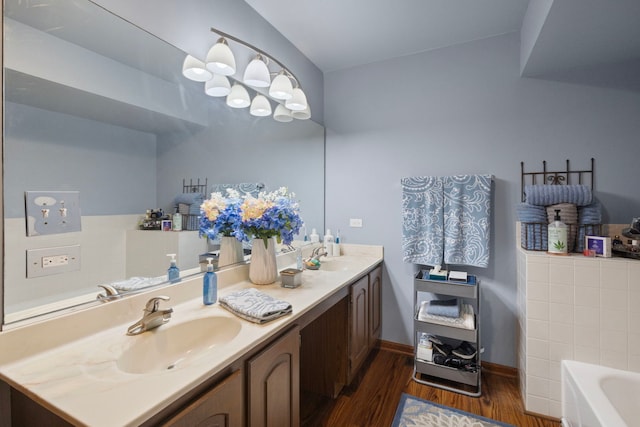 96 Townsend Cir, Naperville, IL 60565 - bathroom with wood finished floors, double vanity, and a tub to relax in