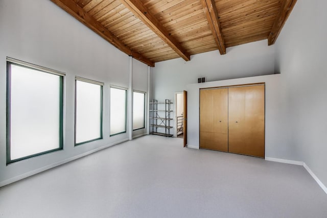 1740 N Marshfield Ave Unit 30, Chicago, IL 60622 - unfurnished bedroom featuring high vaulted ceiling and a wood ceiling with exposed beams