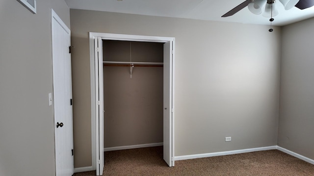 25601 Linden Ave, Monee, IL 60449 - unfurnished bedroom with carpet flooring, a closet, and ceiling fan