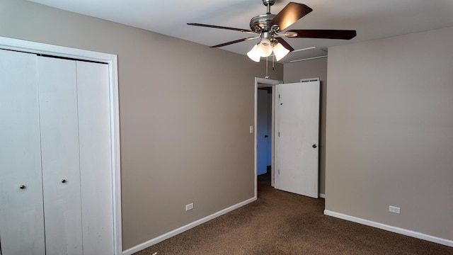 25601 Linden Ave, Monee, IL 60449 - unfurnished bedroom with carpet flooring, a closet, and a ceiling fan