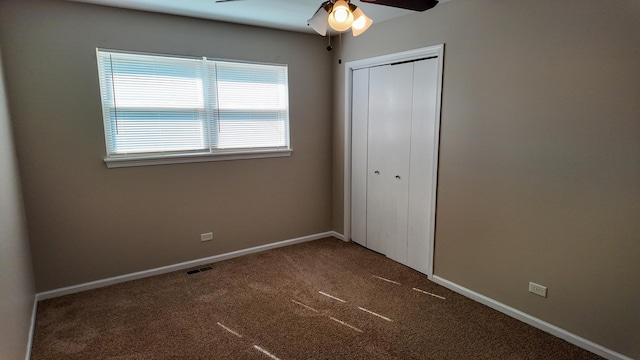 25601 Linden Ave, Monee, IL 60449 - unfurnished bedroom featuring carpet floors, a closet, and ceiling fan