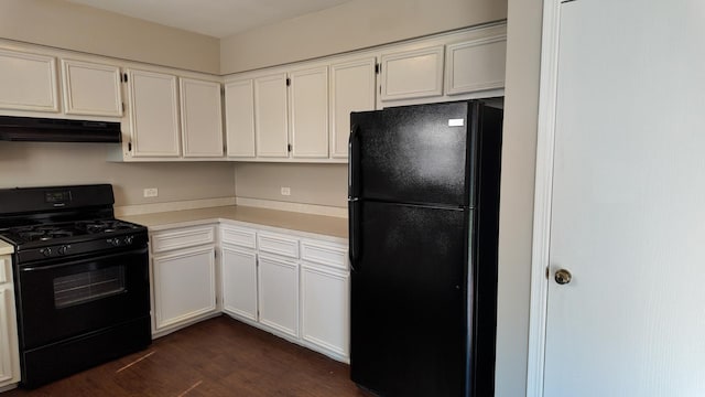 25601 Linden Ave, Monee, IL 60449 - kitchen with black appliances, exhaust hood, dark wood-style floors, and light countertops